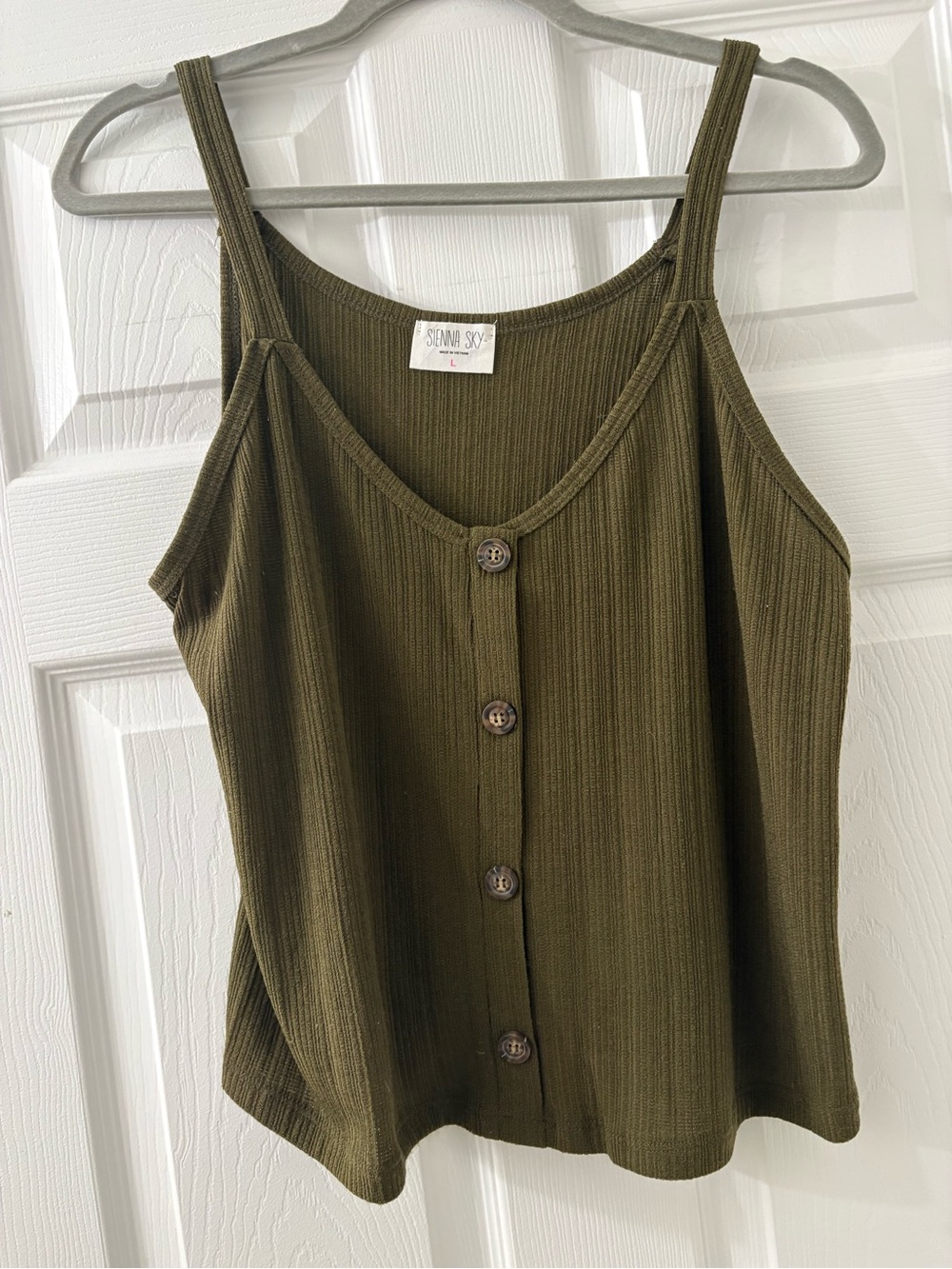 Sienna Sky Olive Ribbed Button-Front Camisole